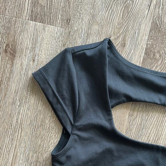 PAC 1980 Whisper Active Darling Short Onesie Black Size Small Scoop Neck - Picture 3 of 5